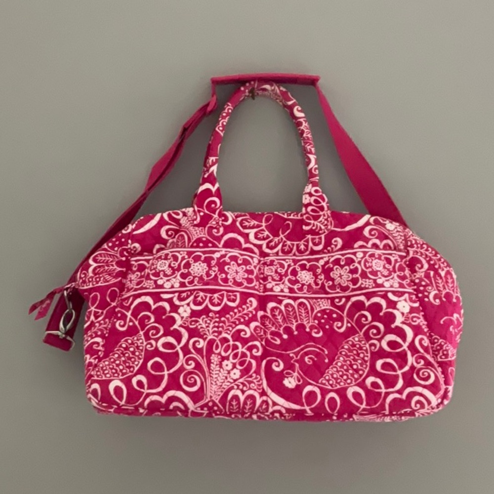 Vera Bradley Pink and White Quilted duffle bag